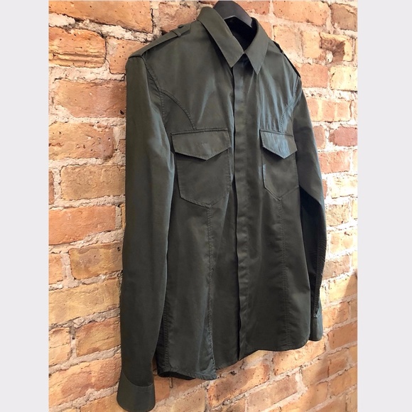 FRENCH CONNECTION Men's Khaki Green Military Shirt FCUK Small - Picture 4 of 13